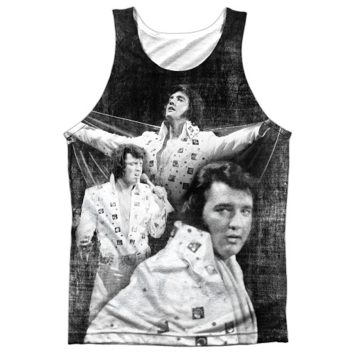 Elvis Presley Legendary Performance (Front/Back Print) Adult Sublimated Tank Top T-Shirt White