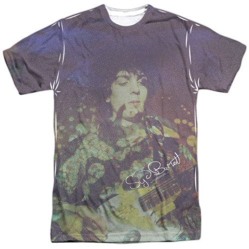 Syd Barrett Pink Floyd Title Adult Sublimated Crew T-Shirt White