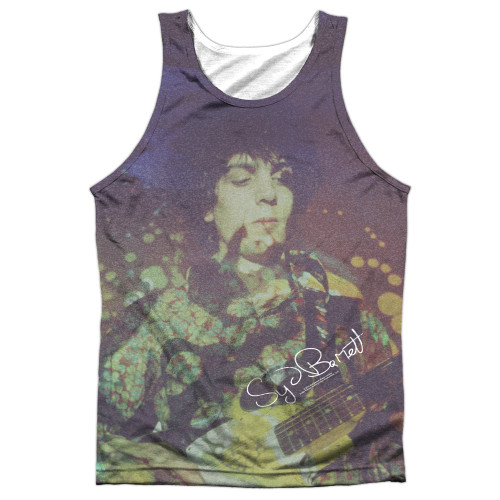 Syd Barrett Pink Floyd Title (Front/Back Print) Adult Sublimated Tank Top T-Shirt White