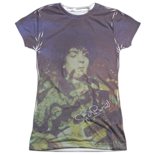 Syd Barrett Pink Floyd Title Junior Women's Sublimated Crew T-Shirt White