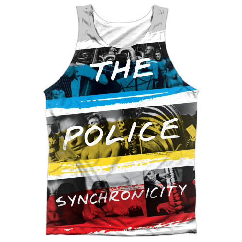 The Police Synchronicity (Front/Back Print) Adult Sublimated Tank Top T-Shirt White