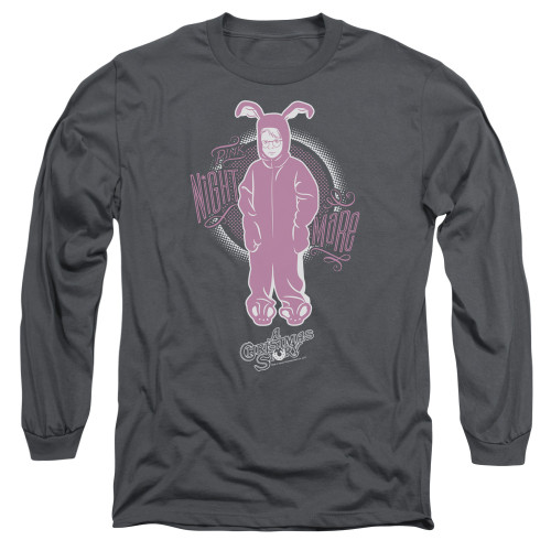 A Christmas Story Pink Nightmare Adult Long Sleeve T-Shirt Charcoal