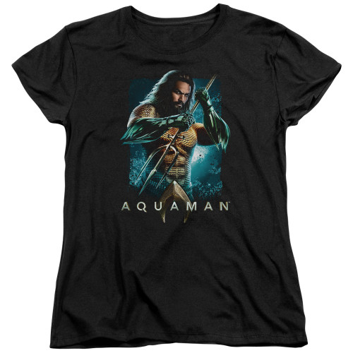 Aquaman Movie Trident Women's T-Shirt Black