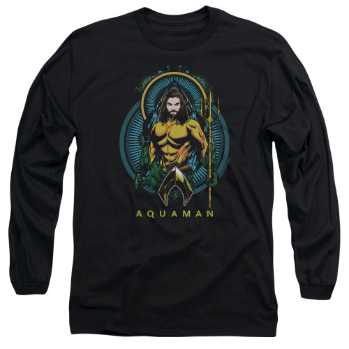 Aquaman Movie Aqua Nouveau Long Sleeve Adult T-Shirt Black