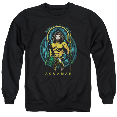 Aquaman Movie Aqua Nouveau Adult Crewneck Sweatshirt Black