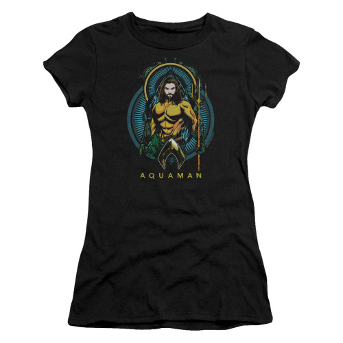 Aquaman Movie Aqua Nouveau Junior Women's Sheer T-Shirt Black