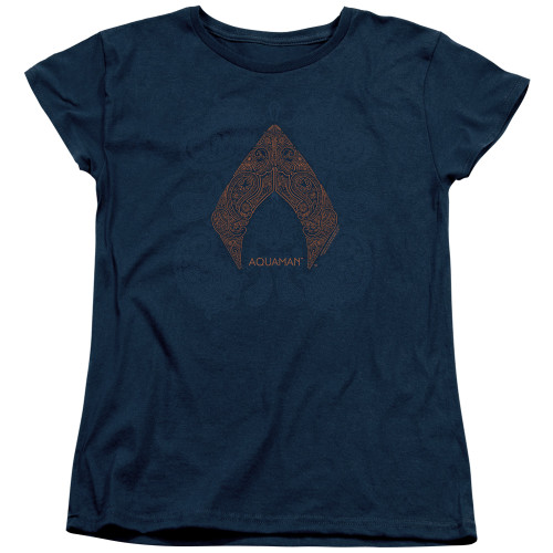 Aquaman Movie Aqua Paisley Women's T-Shirt Navy