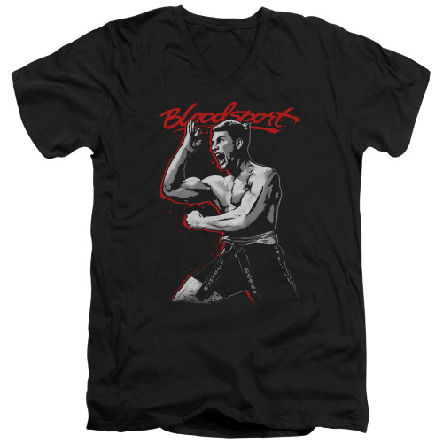 Bloodsport Loud Mouth Adult V-Neck T-Shirt Black