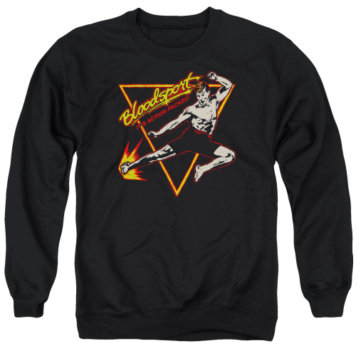 Bloodsport Action Packed Adult Crewneck Sweatshirt Black