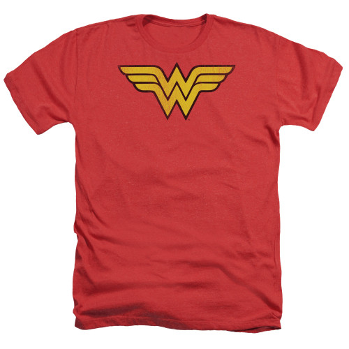 Wonder Woman Logo Dist Adult Heather Original T-Shirt Red