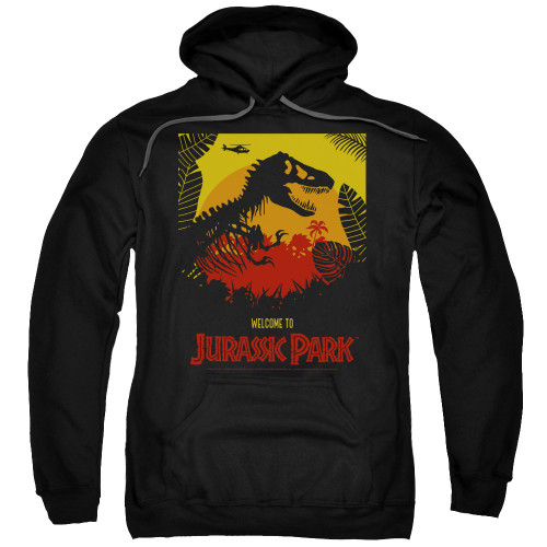 Jurassic Park Welcome To JP Adult Pullover Hoodie Sweatshirt Black