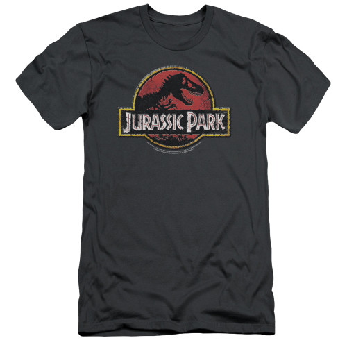 Jurassic Park Stone Logo Adult 30/1 T-Shirt Charcoal