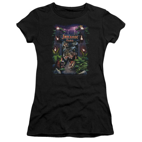 Jurassic Park Welcome To The Park Junior Women's Sheer T-Shirt Black