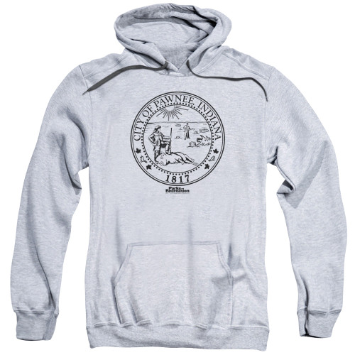 Parks and Recreation Pawnee Seal Adult Pullover Hoodie Sweatshirt Athletic Heather