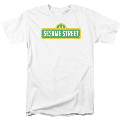 Sesame Street Logo Adult 18/1 T-Shirt White