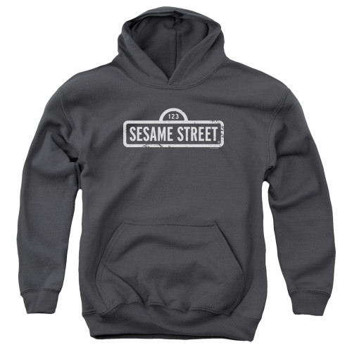 Sesame Street One Color Logo Youth Pullover Hoodie Sweatshirt Charcoal