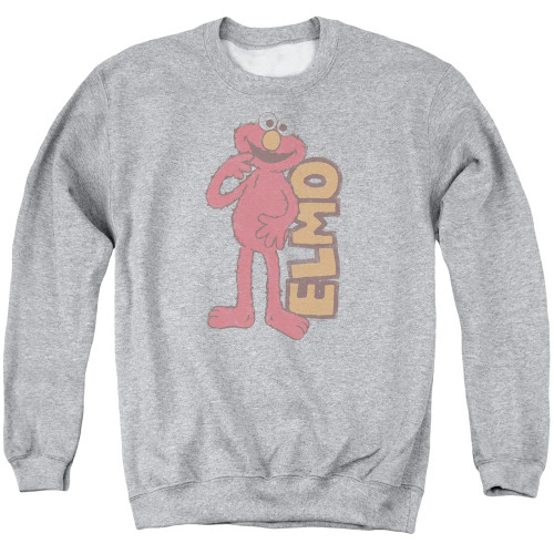 Sesame Street Vintage Elmo Adult Crewneck Sweatshirt Athletic Heather