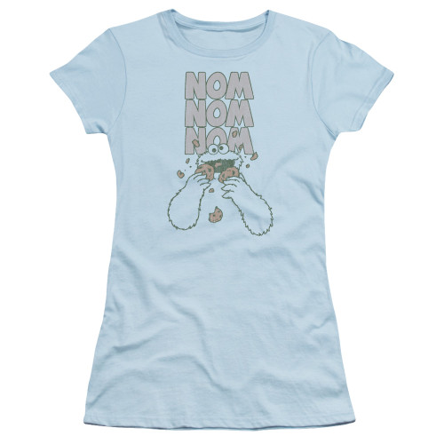 Sesame Street Nom Nom Junior Women's Sheer T-Shirt Light Blue