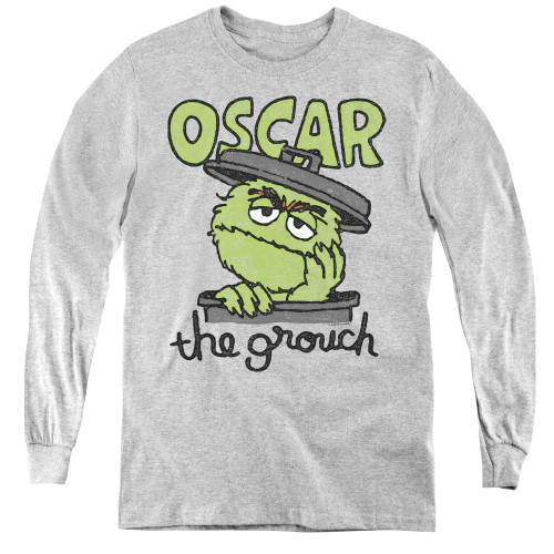 Sesame Street Canned Grouch Youth Long Sleeve T-Shirt Athletic Heather