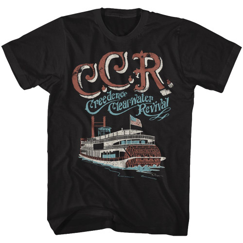 Creedence Clearwater Revival Riverboat Black Adult T-Shirt