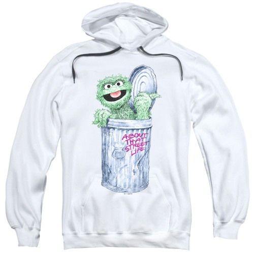 Sesame Street About That Street Life Adult Pullover Hoodie Sweatshirt White
