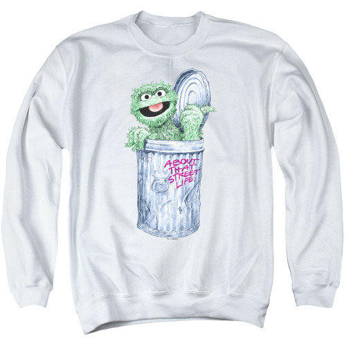 Sesame Street About That Street Life Adult Crewneck Sweatshirt White