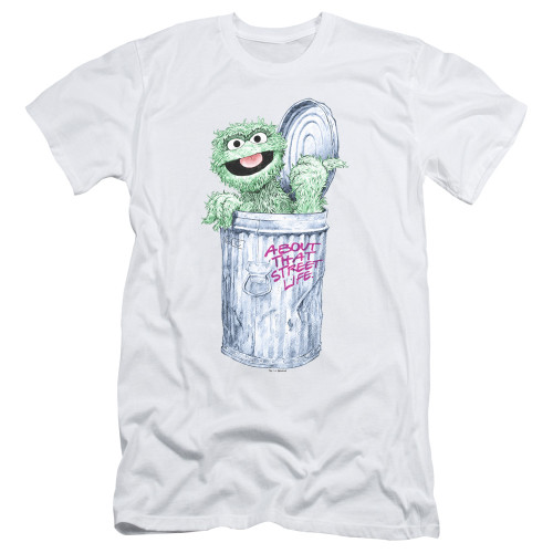 Sesame Street About That Street Life Adult 30/1 T-Shirt White