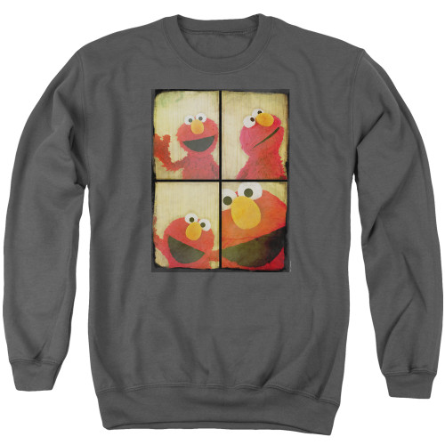 Sesame Street Photo Booth Elmo Adult Crewneck Sweatshirt Charcoal