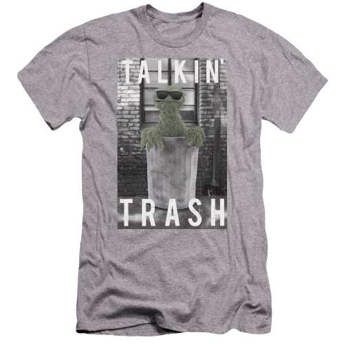 Sesame Street Talkin Trash Premium Adult 30/1 T-Shirt Athletic Heather
