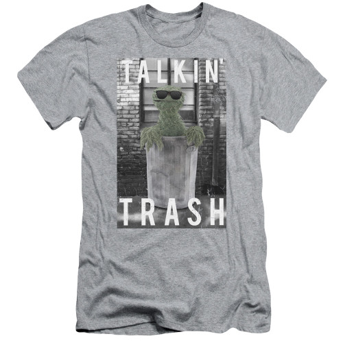 Sesame Street Talkin Trash Adult 30/1 T-Shirt Athletic Heather