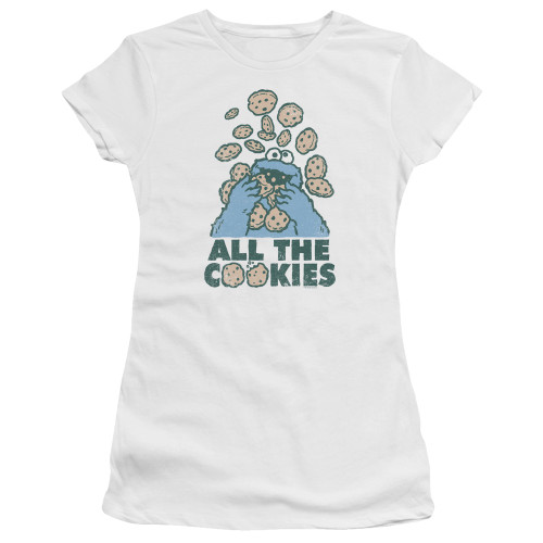 Sesame Street All The Cookies Junior Women's Sheer T-Shirt White