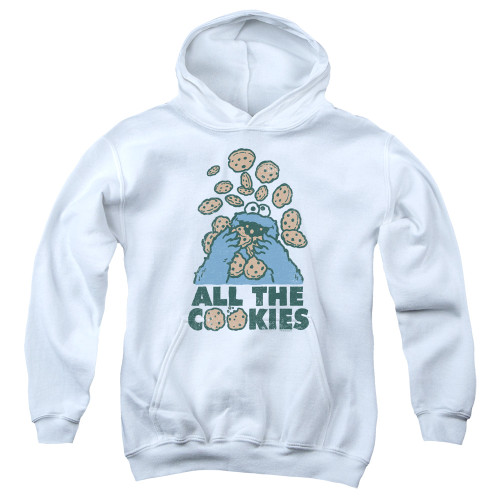 Sesame Street All The Cookies Youth Pullover Hoodie Sweatshirt White