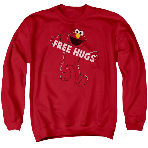 Sesame Street Free Hugs Adult Crewneck Sweatshirt Red