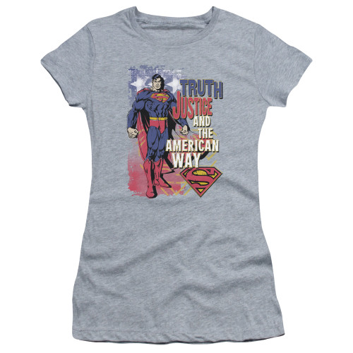 Superman Truth Justice Junior Women's Sheer T-Shirt Athletic Heather