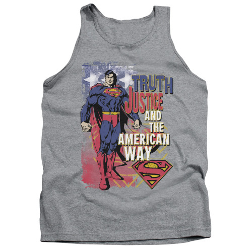 Superman Truth Justice Adult Tank Top T-Shirt Athletic Heather Superman Truth Justice Adult Tank Top T-Shirt Athletic Heather