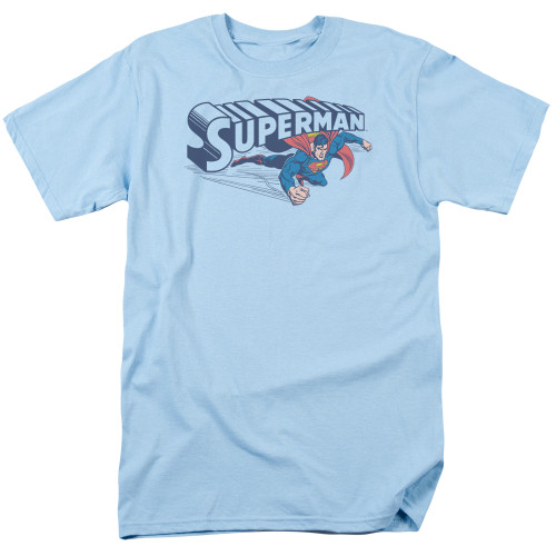 Superman Under Logo Adult 18/1 T-Shirt Light Blue