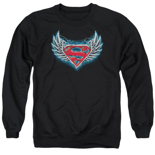 Superman Steel Wings Logo Adult Crewneck Sweatshirt Black