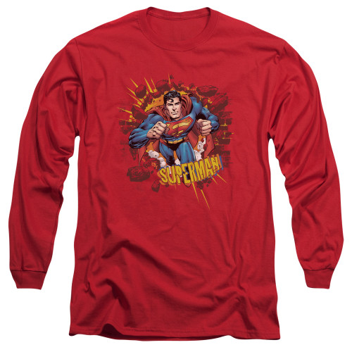 Superman Sorry About The Wall Adult Long Sleeve T-Shirt Red