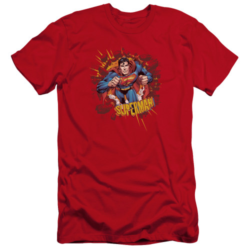 Superman Sorry About The Wall Premium Canvas Adult Slim Fit 30/1 T-Shirt Red