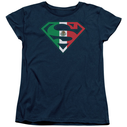Superman Mexican Shield Women's T-Shirt Navy