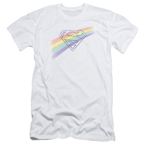 Superman Distressed Outline Adult 30/1 T-Shirt White