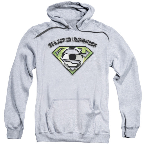 Superman Soccer Shield Adult Pullover Hoodie Sweatshirt Athletic Heather