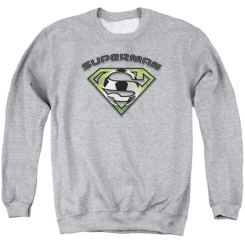 Superman Soccer Shield Adult Crewneck Sweatshirt Athletic Heather