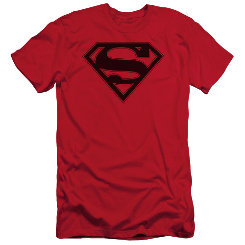 Superman Red And Black Shield Adult 30/1 T-Shirt Red
