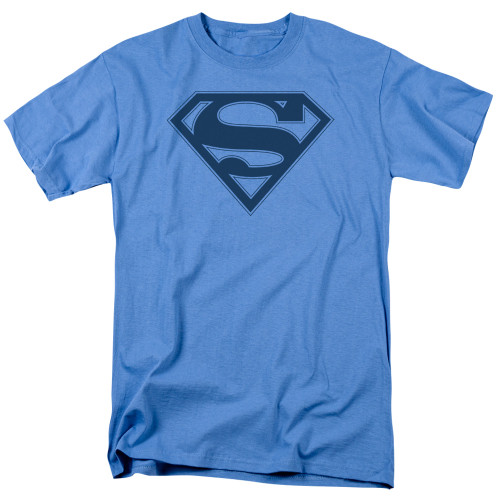 Superman Blue and Navy Shield Adult 18/1 T-Shirt Carolina Blue