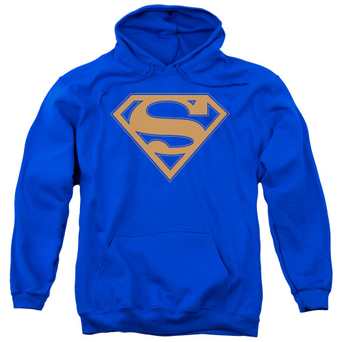 Superman Blue And Orange Shield Adult Pullover Hoodie Sweatshirt Royal Blue