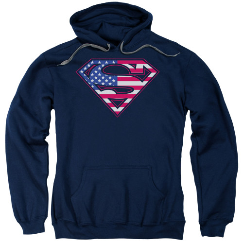 Superman U S Shield Adult Pullover Hoodie Sweatshirt Navy
