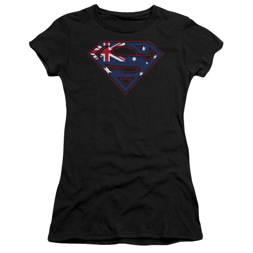 Superman Australian Shield Junior Women's Sheer T-Shirt Black