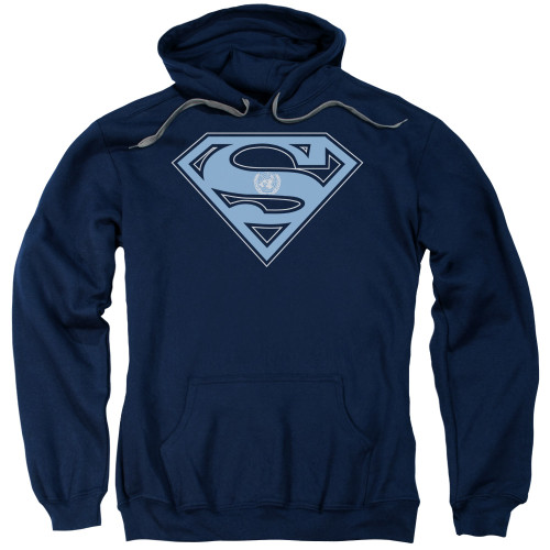 Superman U N Shield Adult Pullover Hoodie Sweatshirt Navy