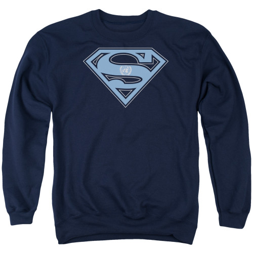 Superman U N Shield Adult Crewneck Sweatshirt Navy